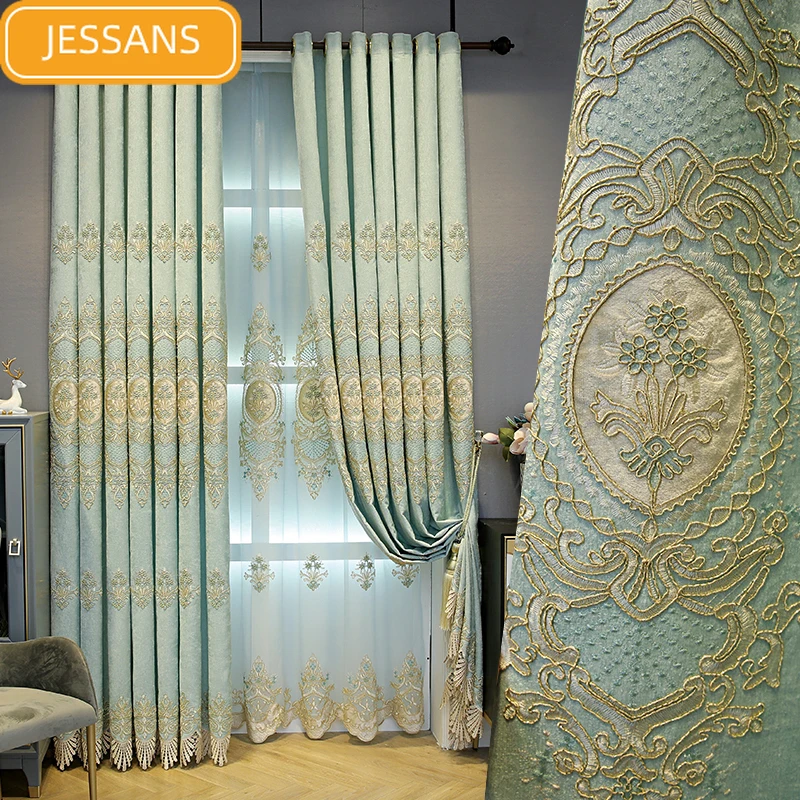 High-end European-style Luxury Embroidered Blackout Curtains for Iving Room and Bedroom Finished Gauze Curtains Custom Made
High-end European-style Luxury Embroidered Blackout Curtains for Iving Room and Bedroom Finished Gauze Curtains Custom Made