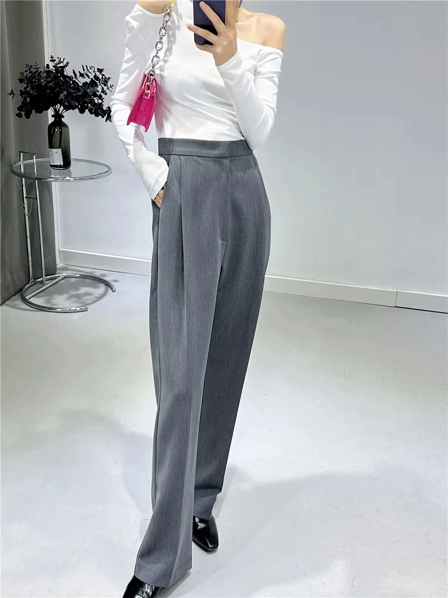 Grey Suit Pants for Women's Autumn New Dropped Straight Barrel High Waist Narrow Wide Leg Pants for Advanced Casual Pants
Grey Suit Pants for Women's Autumn New Dropped Straight Barrel High Waist Narrow Wide Leg Pants for Advanced Casual Pants