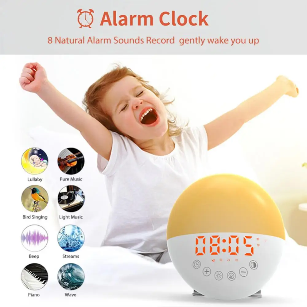 Wake-up Light Alarm Clock Analog Sunrise FM Radio Music Atmosphere Digital Dual Alarm Clock Home Tools Living Room Decoration
Wake-up Light Alarm Clock Analog Sunrise FM Radio Music Atmosphere Digital Dual Alarm Clock Home Tools Living Room Decoration