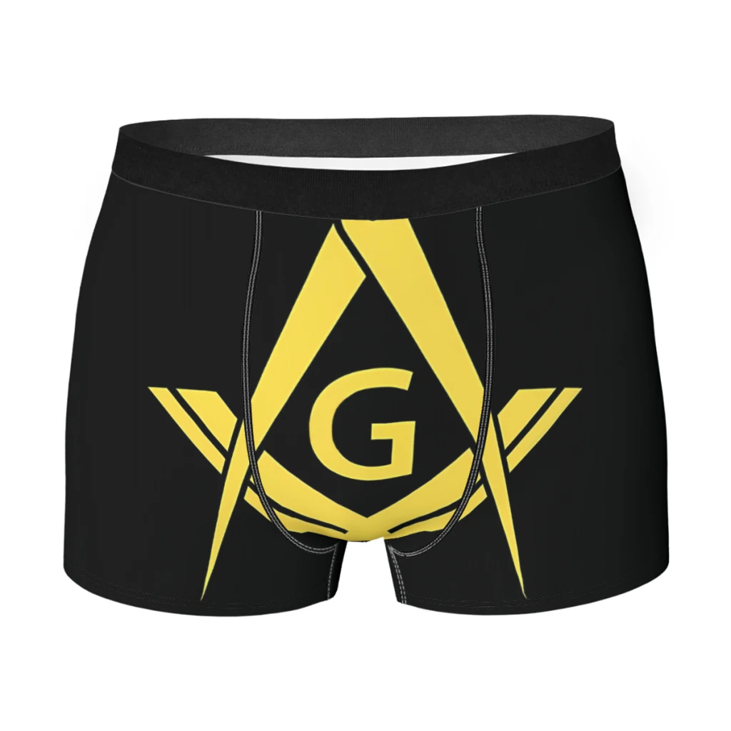 

Square Compass Gold Modern Masonic Man's Boxer Briefs Freemason Breathable Creative Underpants Top Quality Print Shorts