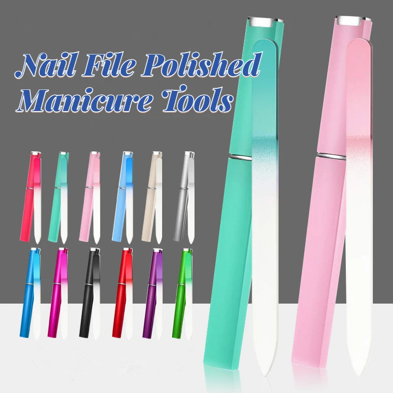 

Colored Crystal Glass Nail File Polished Manicure Tools Sandblasted Glass Nail File Set Available On Both Sides