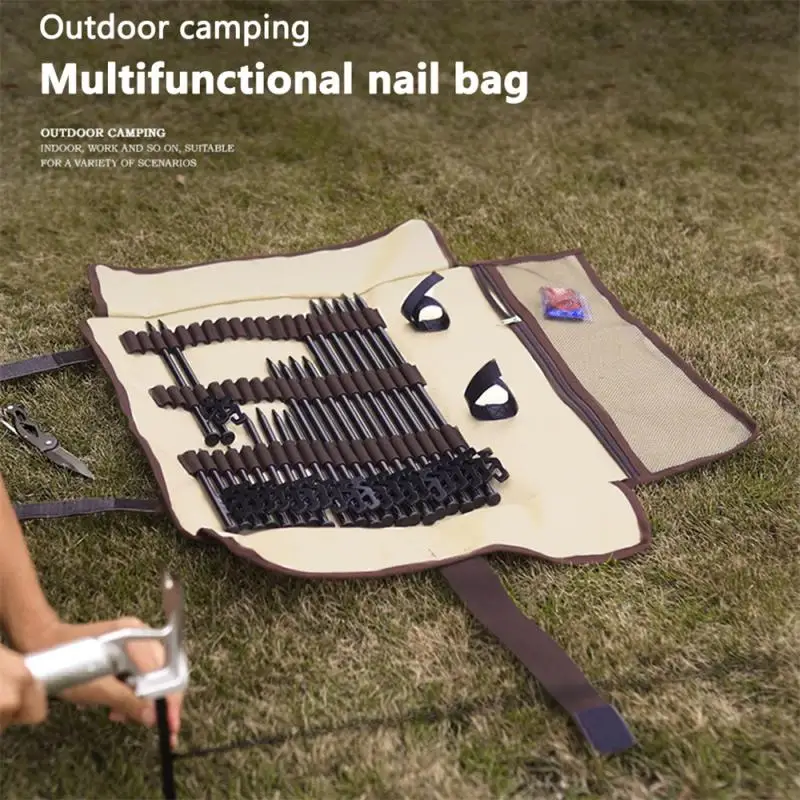 

Tent Pegs Bag Camping Tent Accessories Hammer Wind Rope Tent Nail Storage Cover Case Travelling Supplies Pouch