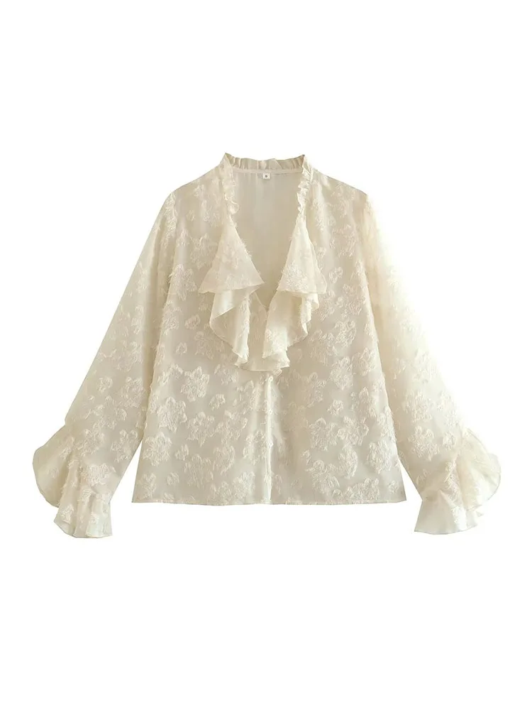 Women 2023 New Fashion Laminated Decoration Blouses Vintage V Neck Long Sleeve Button-up Female Shirts Chic Tops
Women 2023 New Fashion Laminated Decoration Blouses Vintage V Neck Long Sleeve Button-up Female Shirts Chic Tops