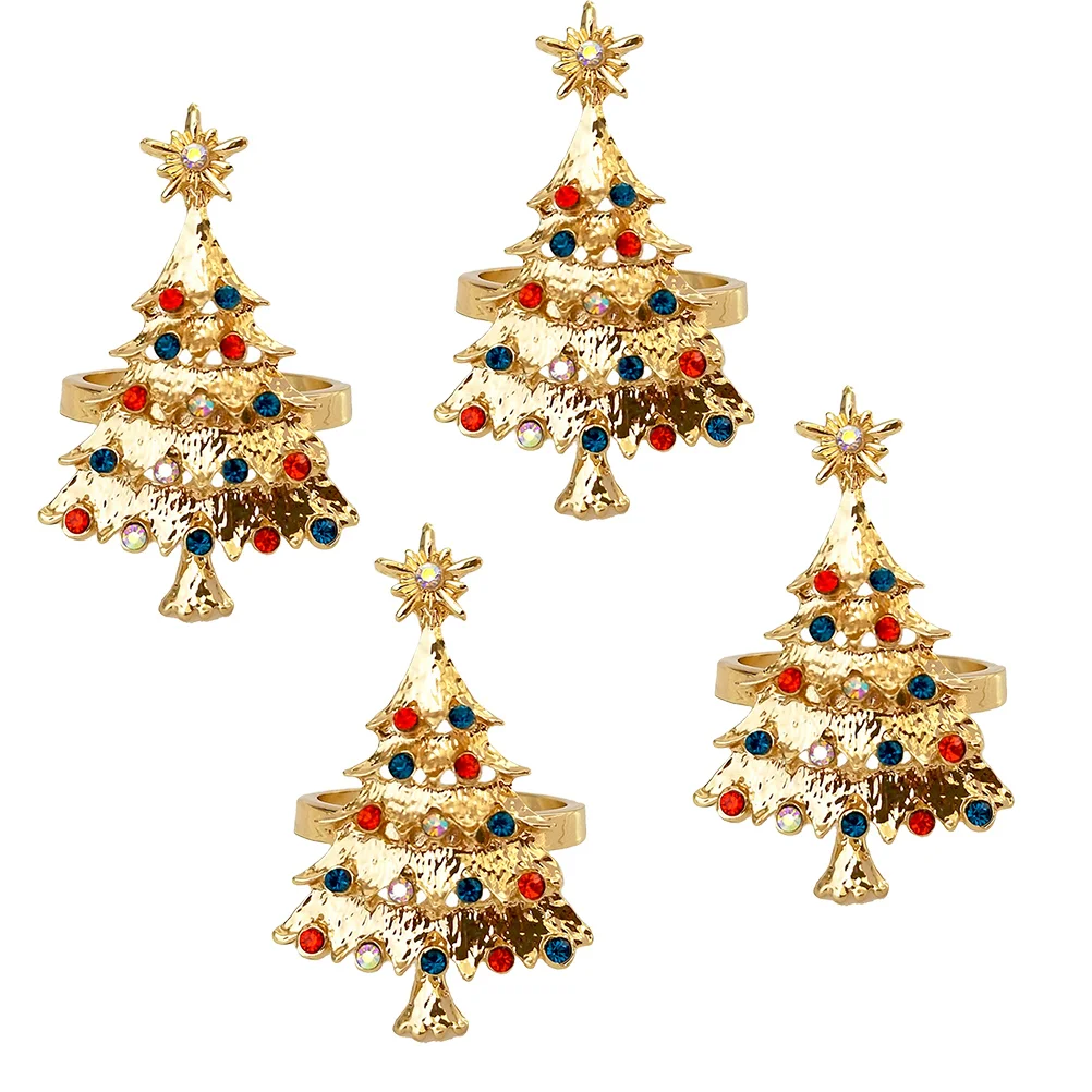 4pcs Christmas Tree Design Napkin Rings Rhinestone-studded Napkin Holders Napkin Buckles for Party Holiday Wedding (Golden)
4pcs Christmas Tree Design Napkin Rings Rhinestone-studded Napkin Holders Napkin Buckles for Party Holiday Wedding (Golden)