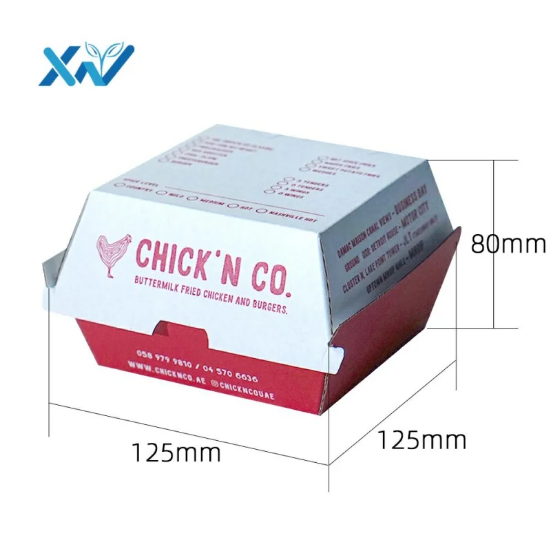 

Disposable customized hamburger and chips take away paper salad dessert paper lunch box Biodegradable Kraft paper box