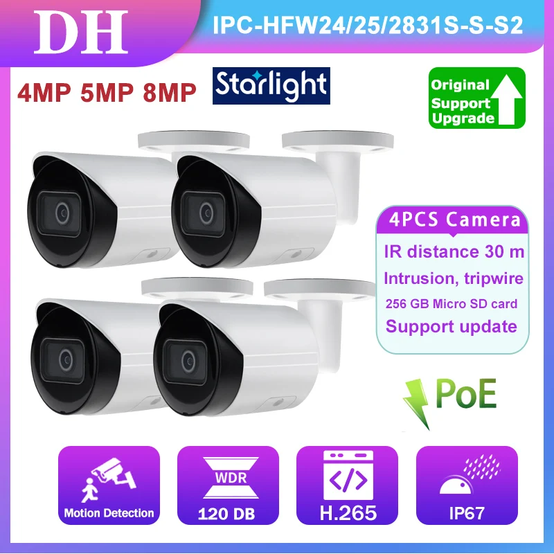 DH Starlight 8MP IP Camera 5MP 4MP IPC-HFW2831S-S-S2 POE IP67 H.265 CCTV Security Webcam Video Surveillance IVS Motion Detection
DH Starlight 8MP IP Camera 5MP 4MP IPC-HFW2831S-S-S2 POE IP67 H.265 CCTV Security Webcam Video Surveillance IVS Motion Detection