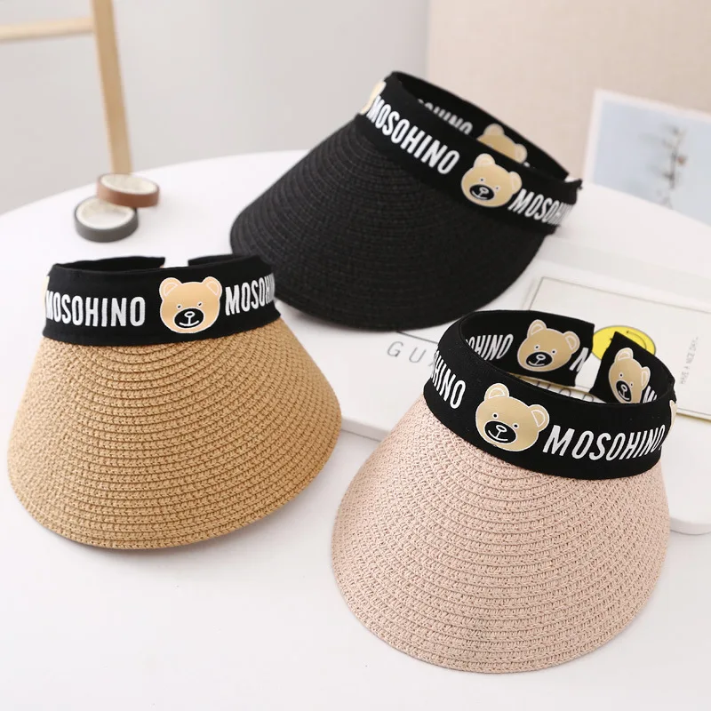 Children's sun-proof, empty-hat, sun hat for boys and girls with curved eaves in summer, Joker and cute bear sunshade straw hat
Children's sun-proof, empty-hat, sun hat for boys and girls with curved eaves in summer, Joker and cute bear sunshade straw hat