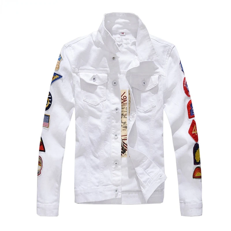 Men's Narrow Denim Jacket, White Patchwork Jacket, Military Green, Outdoor Clothing
Men's Narrow Denim Jacket, White Patchwork Jacket, Military Green, Outdoor Clothing