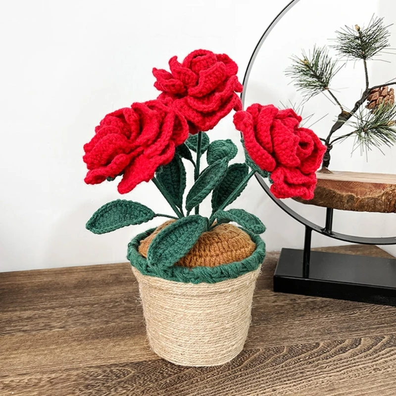 Handmade Knitted Flower Crochet Rose Flower Gift Desktop Ornaments Potted Plant Dropship
Handmade Knitted Flower Crochet Rose Flower Gift Desktop Ornaments Potted Plant Dropship