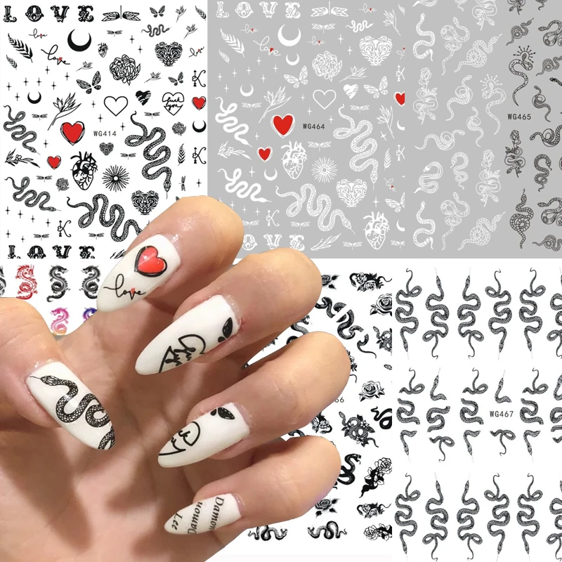 Nail Stickers Black White Snake Multicolor Dragon Butterfly Sticker Nail Art Slider Water Transfer Letter Nail Art Decorations
Nail Stickers Black White Snake Multicolor Dragon Butterfly Sticker Nail Art Slider Water Transfer Letter Nail Art Decorations