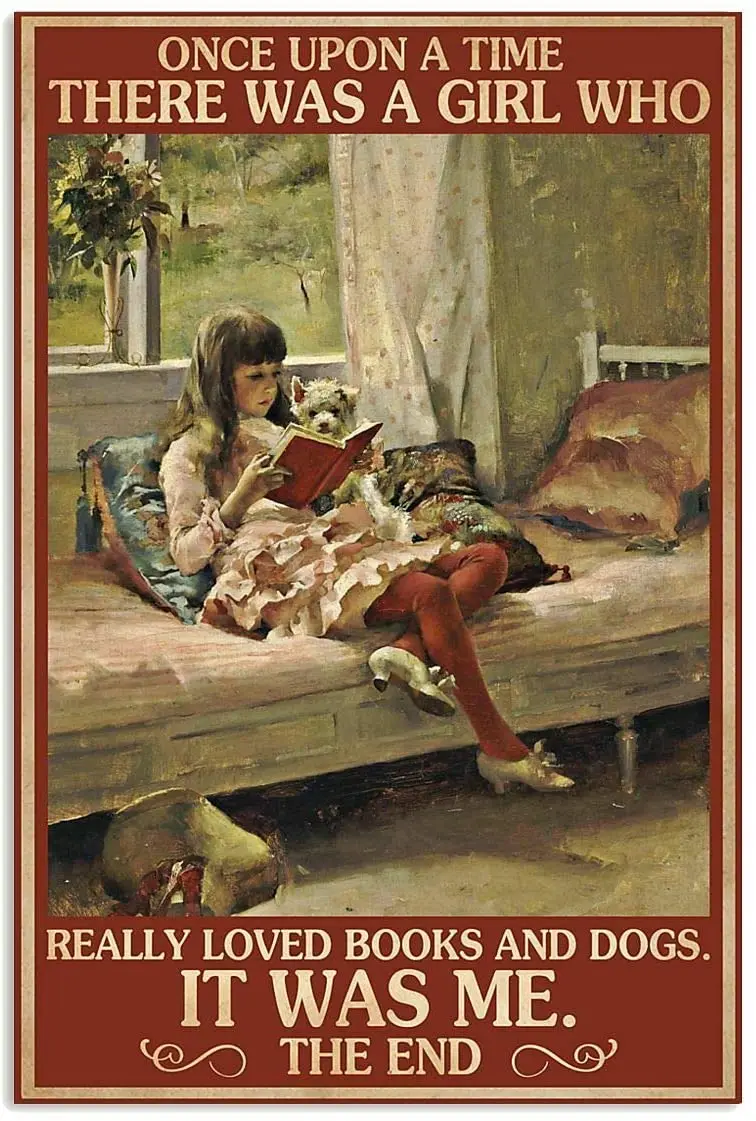 Time Books and Dogs Reading Poster Vintage Painting for Street Garage Home CafeFarm Wall Decoration Crafts Metal Tin Sign
Time Books and Dogs Reading Poster Vintage Painting for Street Garage Home CafeFarm Wall Decoration Crafts Metal Tin Sign