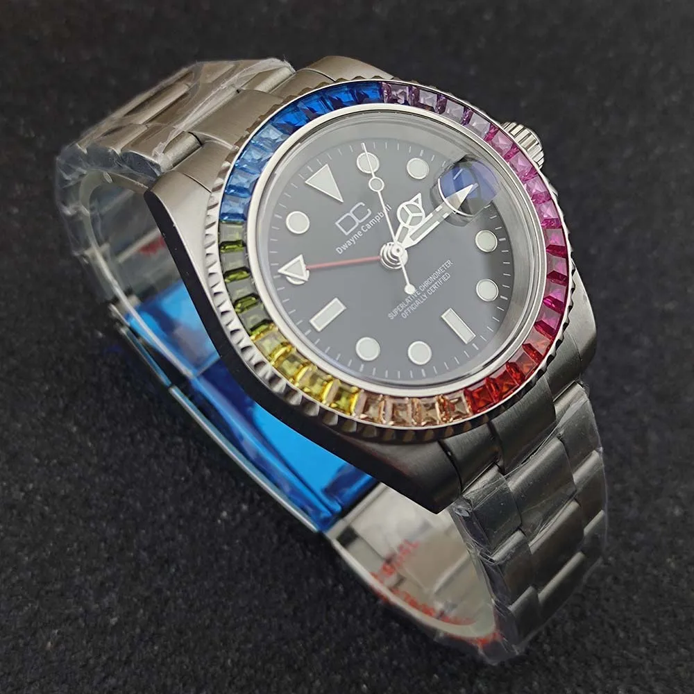 NH34 Movement GMT watch Rainbow Inlaid Diamond Automatic Mechanical Men's Watch Night Glow Waterproof Steel Band Fashion Watch
NH34 Movement GMT watch Rainbow Inlaid Diamond Automatic Mechanical Men's Watch Night Glow Waterproof Steel Band Fashion Watch