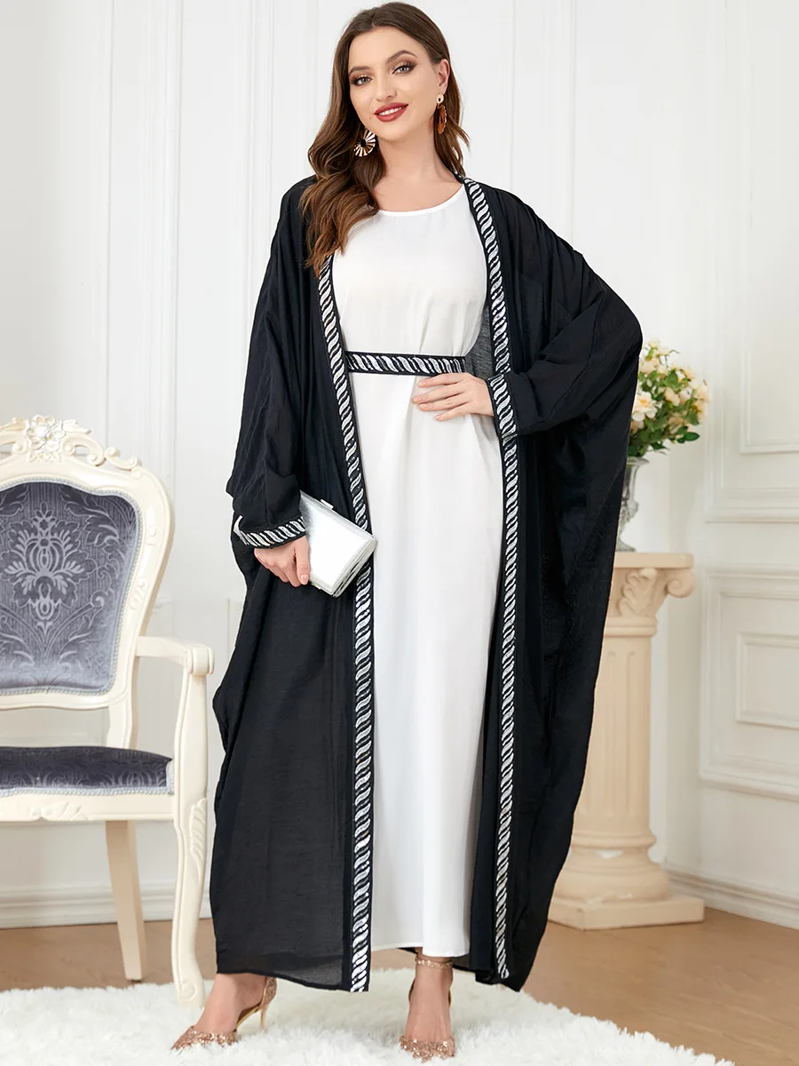 Abayat Muslim Sets Solid Color Front Open Black Abaya And Belted Dress African Dresses For Women Moroccan Caftan Autumn Winter
Abayat Muslim Sets Solid Color Front Open Black Abaya And Belted Dress African Dresses For Women Moroccan Caftan Autumn Winter