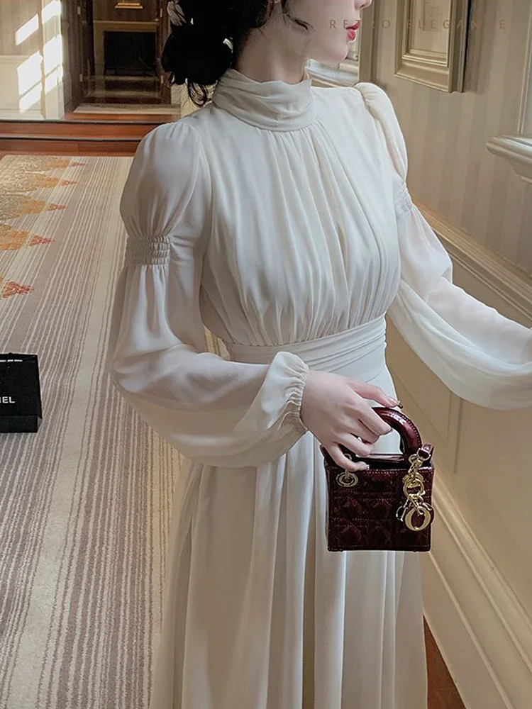 Stylish Bow Chiffon Dress Women Spring Summer Long Sleeve White Long Dress Korean Elegant Dresses Vestidos
Stylish Bow Chiffon Dress Women Spring Summer Long Sleeve White Long Dress Korean Elegant Dresses Vestidos