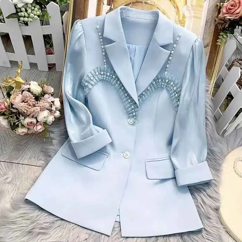 Blazer Womens Plus Size Womens Clothing 2022 Summer Fashion New Beaded Pleated Slim Seven-quarter Sleeve Small Suit Coats Women
Blazer Womens Plus Size Womens Clothing 2022 Summer Fashion New Beaded Pleated Slim Seven-quarter Sleeve Small Suit Coats Women