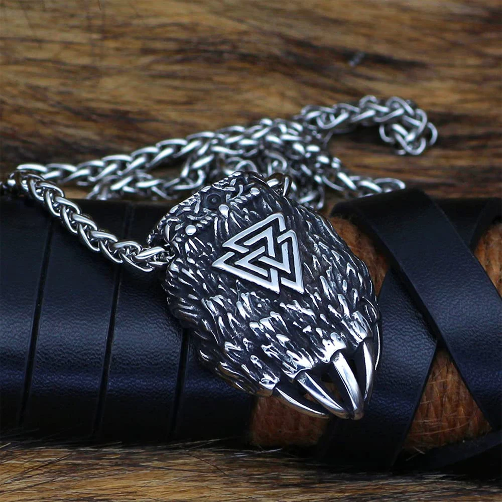 

Vintage Viking Odin Bear Claw Pendant Necklace Men Norse Stainless Steel Viking Valknut Necklace Biker Amulet Jewelr Wholesale