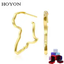 HOYON 18k gold color fashion personality Geometric stud earrings for women 2022 hollowed-out African map stud for party jewelry