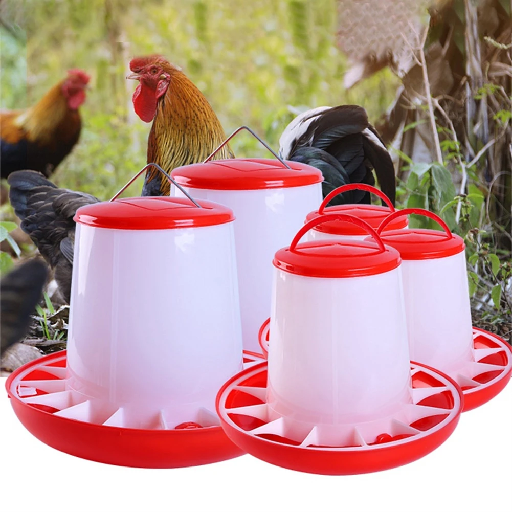 

1.5/3/6KG Chicken Drinker Plastic Feeder Bucket Rooster Hen Drinking Kettle Feeding Cup Farm Animals Poultry Farming Tool