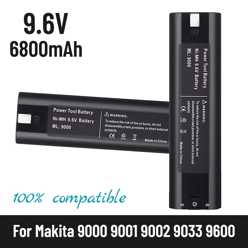 9.6V 6.8Ah NIMH Battery Replacement for Makita 9000 9002 9033, 6095D 6096D 6093D 6012HD DA391D 5090D 4390D 5090D 8402VD ML902
9.6V 6.8Ah NIMH Battery Replacement for Makita 9000 9002 9033, 6095D 6096D 6093D 6012HD DA391D 5090D 4390D 5090D 8402VD ML902