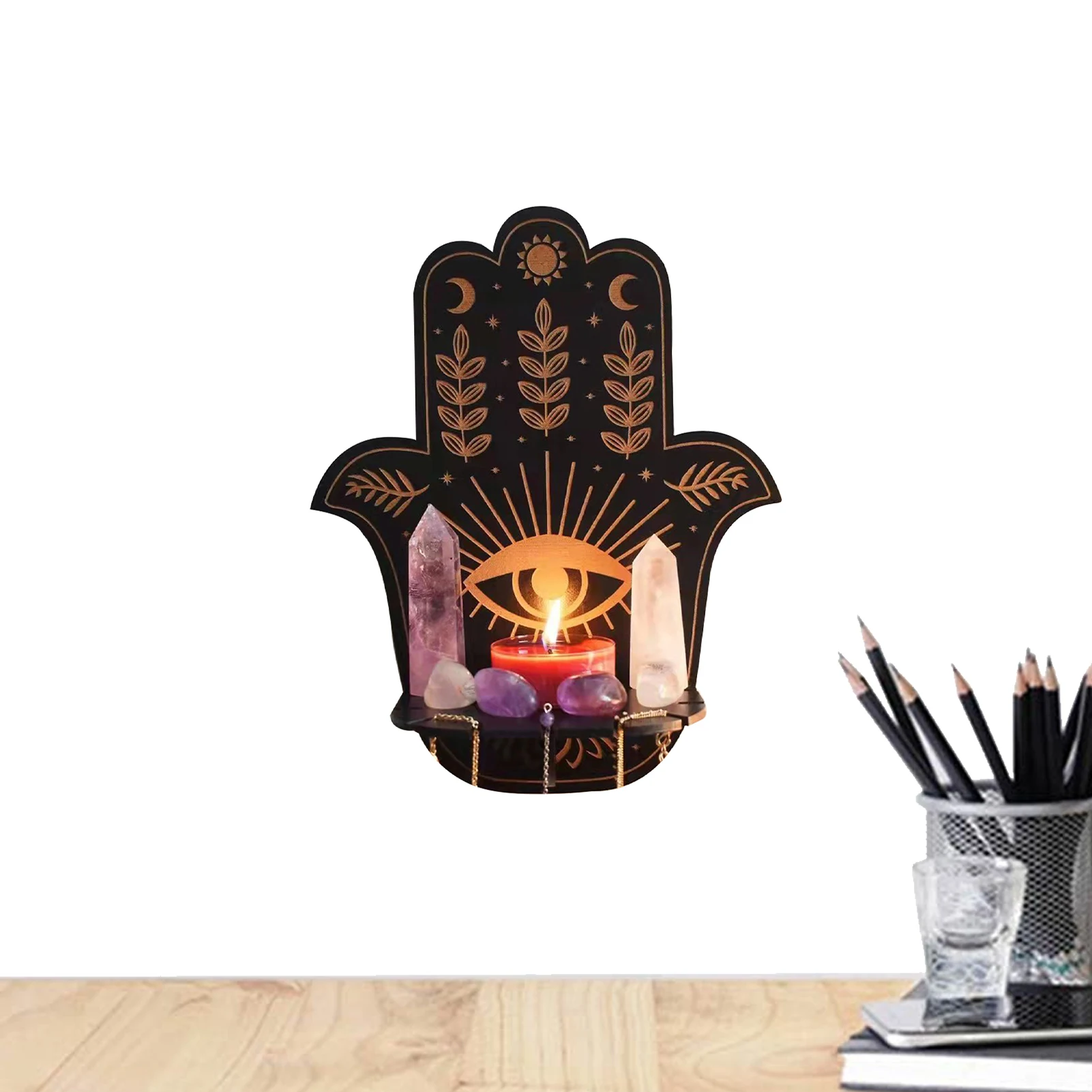 Hamsa Hand Shelf Creative Hamsa Hand Shelf Wall Decor Crystal Display Shelf For Decor Crystal Holder Spiritual Decor -Zen Decor
Hamsa Hand Shelf Creative Hamsa Hand Shelf Wall Decor Crystal Display Shelf For Decor Crystal Holder Spiritual Decor -Zen Decor
