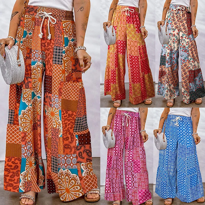 New Women Summer Trousers Flower Print Sweatpants Printed Pants Casual Ankle-Length Pants Loose Wide Leg Pants
New Women Summer Trousers Flower Print Sweatpants Printed Pants Casual Ankle-Length Pants Loose Wide Leg Pants
