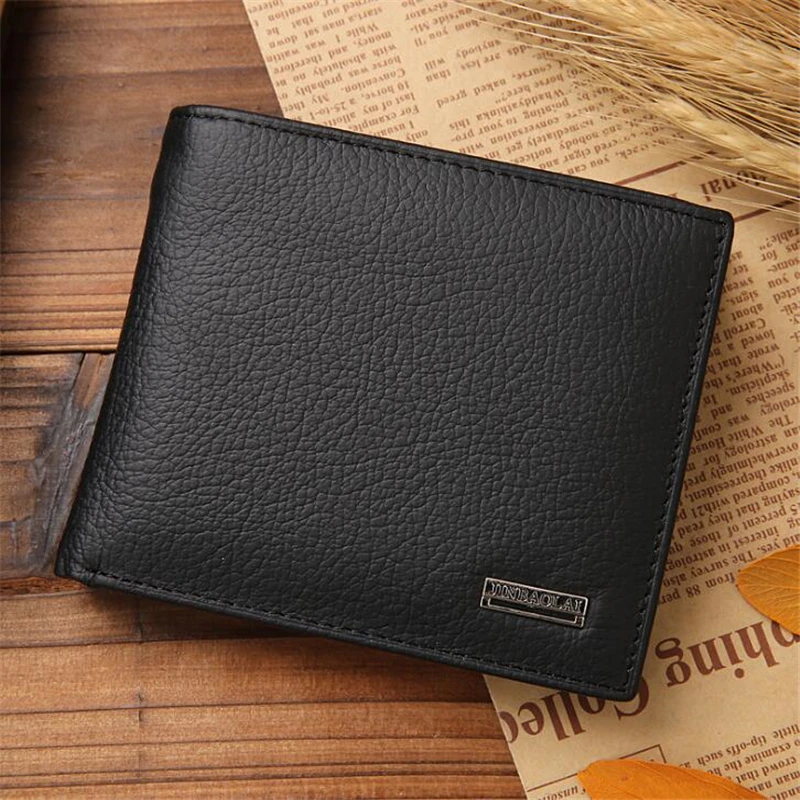 

Роскошный мужской кошелек, однотонный тонкий бумажник из натуральной кожи, складной держатель для кредитных карт и мелочей, деловой клатч