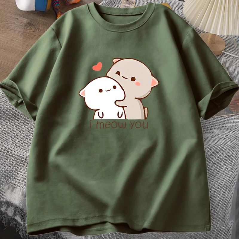 Футболка с забавным принтом кота Милая футболка Bubu Dudu летняя хлопковая коротким