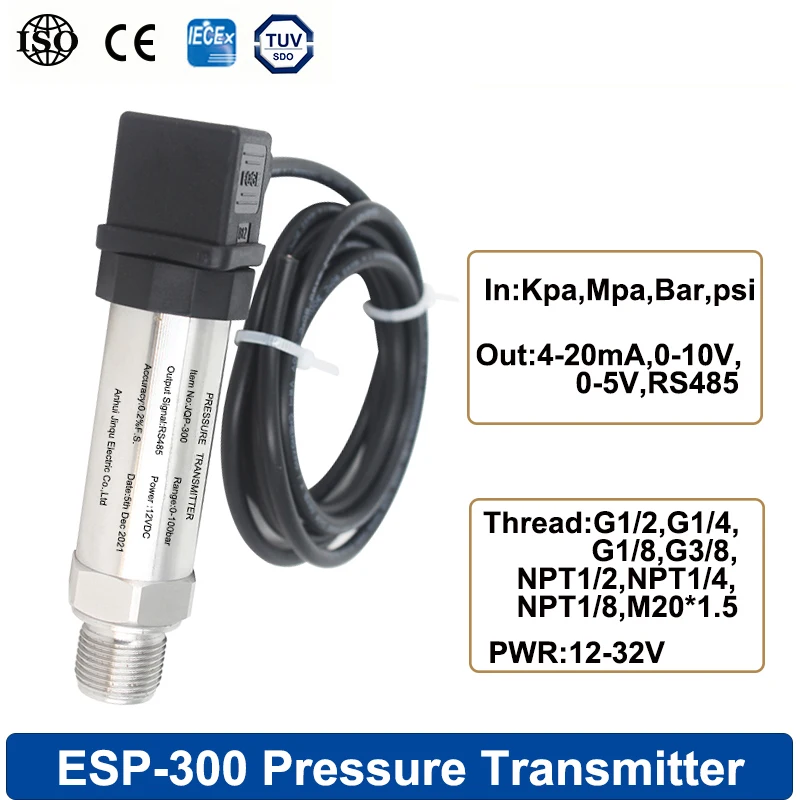 Pressure Transmitter Range -1-0-1000bar RS485 0-5V 0-10V 4-20mA 1-5V Output M20*1.5 Thread Size With 1m Cable Pressure Sensor
Pressure Transmitter Range -1-0-1000bar RS485 0-5V 0-10V 4-20mA 1-5V Output M20*1.5 Thread Size With 1m Cable Pressure Sensor