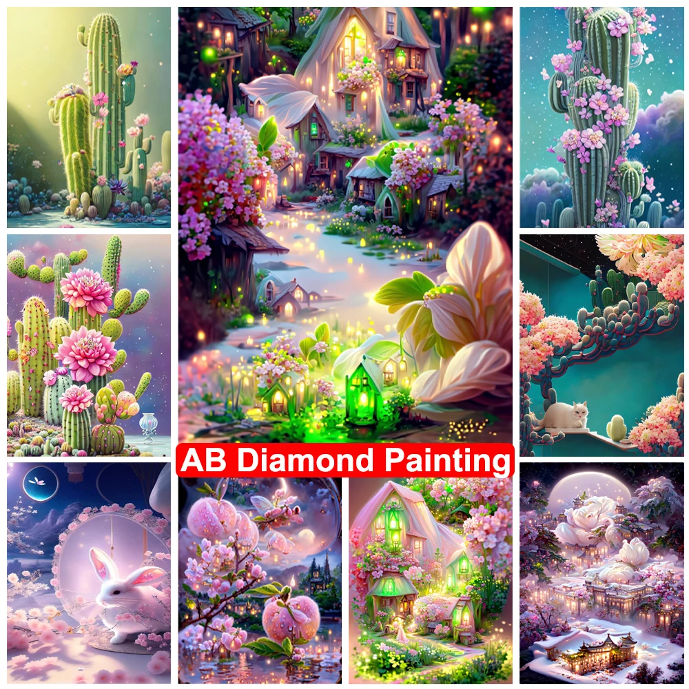 

Алмазная живопись AB Drill, фэнтезийные цветы, 5D DIY искусственная вышивка, пейзаж, мозаика, вышивка крестиком, строительный подарок