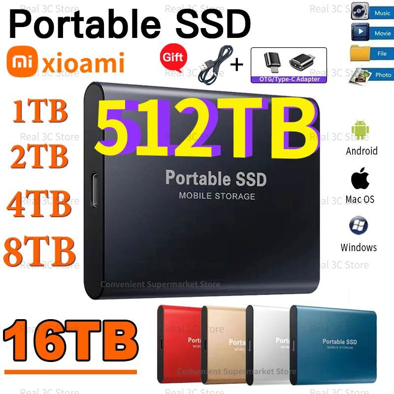 2023 256TB Portable Original High-speed 1TB SSD External Solid State Hard Drive USB3.1 Mobile Hard Drive for Laptop ps5 xiaomi
2023 256TB Portable Original High-speed 1TB SSD External Solid State Hard Drive USB3.1 Mobile Hard Drive for Laptop ps5 xiaomi