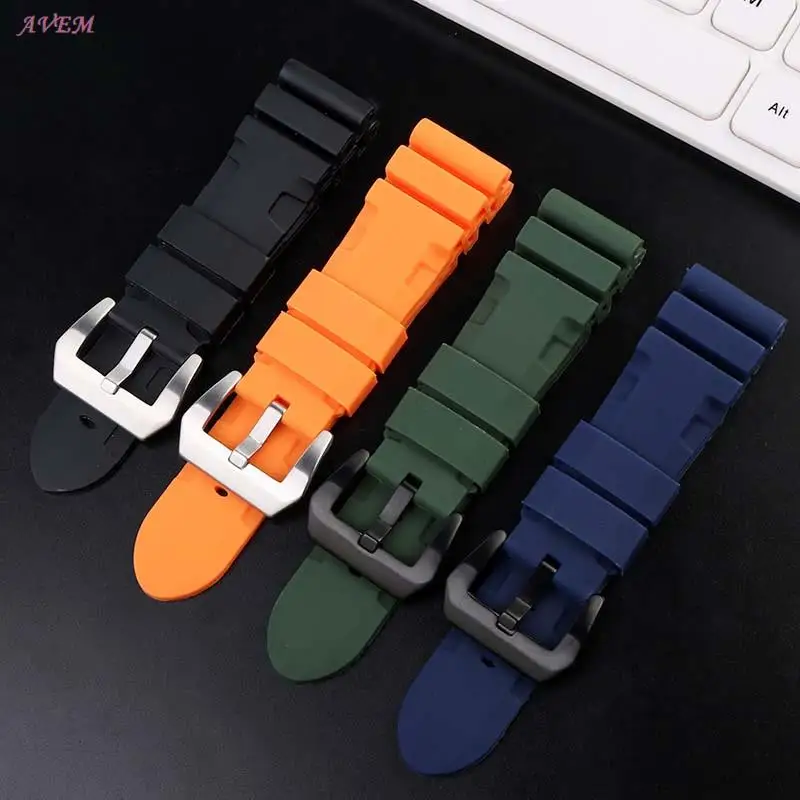 22mm 24mm watch strap Silicone Rubber Watchband replacement For Panerai Strap tools steel buckle Men's wristband bracelet green
22mm 24mm watch strap Silicone Rubber Watchband replacement For Panerai Strap tools steel buckle Men's wristband bracelet green
