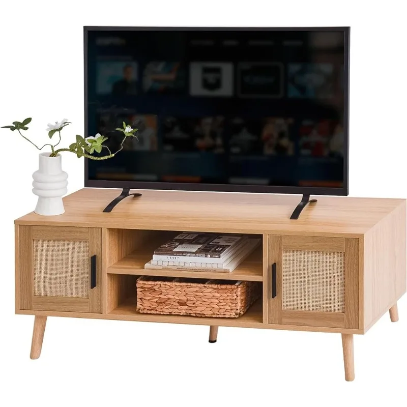 Labcosi Natural Rattan TV Stand for 55 Inch TV, Mid Century Modern TV Console with Open Storage Shelf and Doors
Labcosi Natural Rattan TV Stand for 55 Inch TV, Mid Century Modern TV Console with Open Storage Shelf and Doors