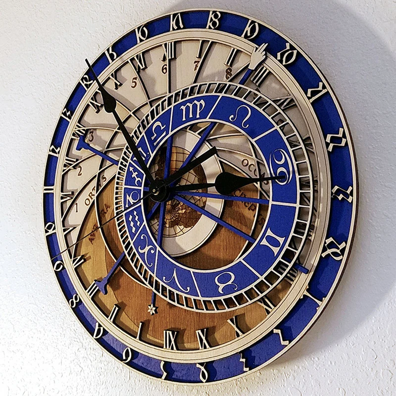 Creative wall clock Prague Astronomical Wooden Clock Living Room Wall Clock Quartz Clock Home Decoratio Wood Clock Mute
Creative wall clock Prague Astronomical Wooden Clock Living Room Wall Clock Quartz Clock Home Decoratio Wood Clock Mute