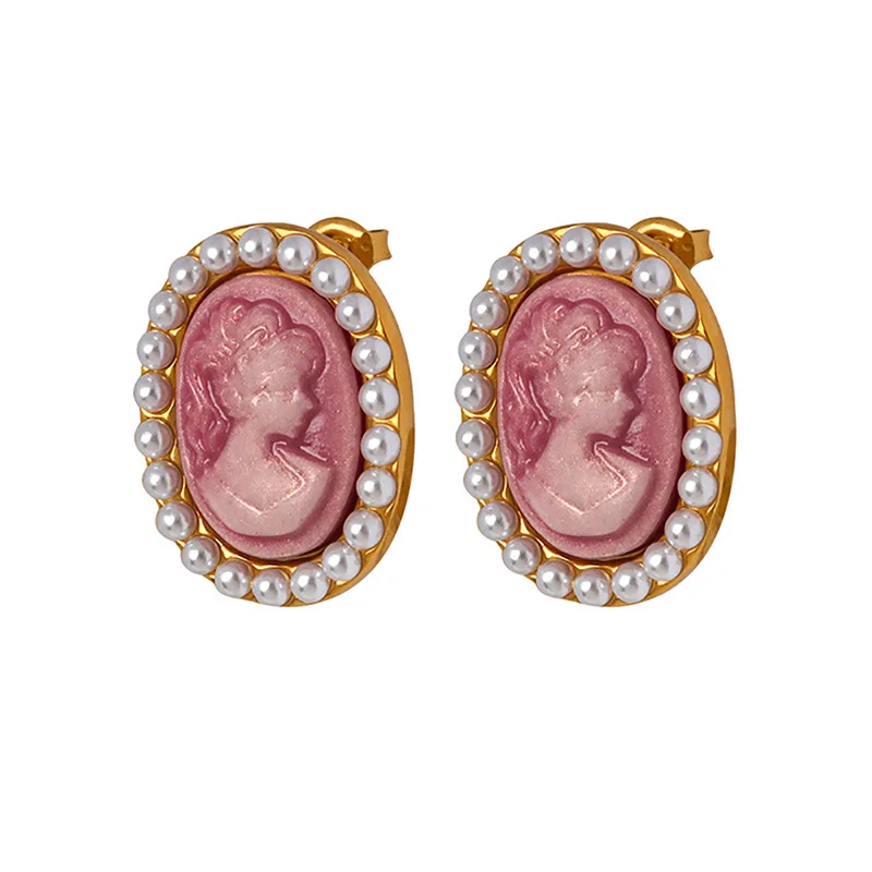 Fashion Hypoallergenic Jewelry Vintage 18K Gold Plated Stainless Steel Artsy Pink Queen Pearl Stud Earring For Women
Fashion Hypoallergenic Jewelry Vintage 18K Gold Plated Stainless Steel Artsy Pink Queen Pearl Stud Earring For Women