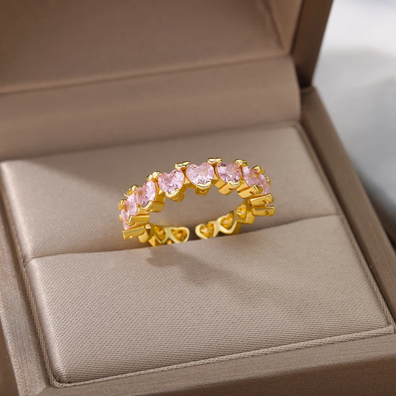 Zircon Pink Heart Rings For Women Stainless Steel Adjustable Irregular Couple Ring Female Wedding Aesthetic Jewelry Gift
Zircon Pink Heart Rings For Women Stainless Steel Adjustable Irregular Couple Ring Female Wedding Aesthetic Jewelry Gift