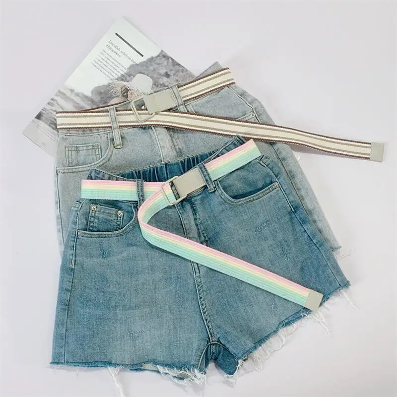 115cm Colorful Striped Canvas Belt Women Men Long Waist Belts Double Ring Buckle Simple Belt Jeans Dress Decorative Waistband
115cm Colorful Striped Canvas Belt Women Men Long Waist Belts Double Ring Buckle Simple Belt Jeans Dress Decorative Waistband