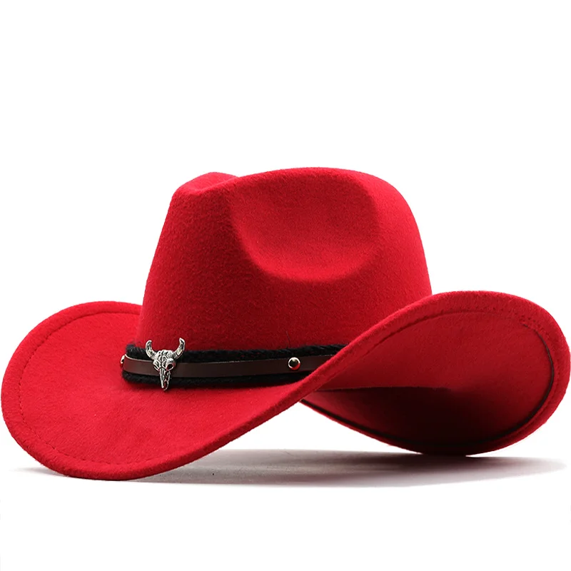 

Простая женская мужская красная шерстяная шапка ковбойская шляпа в западном стиле джентльмен Джаз сомбреро Мужская кепка