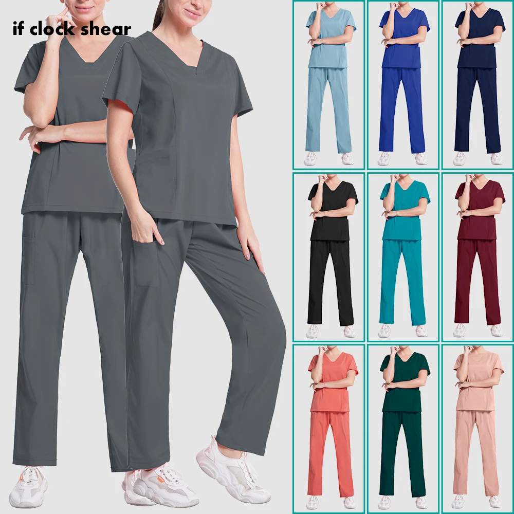 Womens Medical Scrubs Set Doctor Nursing Suits Pet Clinical Work Uniform V Neck Short Sleeved Top Pants Lab Work Cloth Workwear
Womens Medical Scrubs Set Doctor Nursing Suits Pet Clinical Work Uniform V Neck Short Sleeved Top Pants Lab Work Cloth Workwear