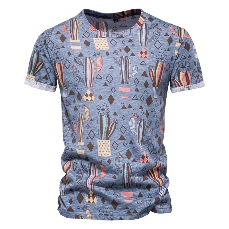 2022 Summer New Cactus Print Pattern Men's Short Sleeved T-shirt Round Neck Cotton Casual T-shirts
2022 Summer New Cactus Print Pattern Men's Short Sleeved T-shirt Round Neck Cotton Casual T-shirts
