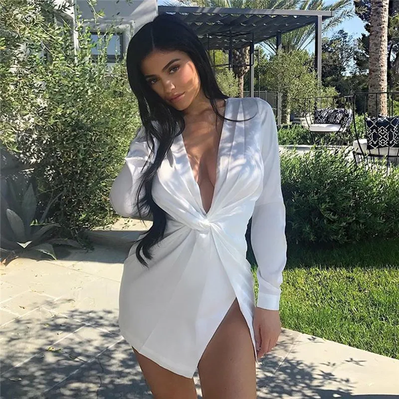 Fashion Sexy dress Womens Bind Long Sleeve V-neck Zipper Slim Slit Evening Party Mini Dress Lady clubwear dresses vestido
Fashion Sexy dress Womens Bind Long Sleeve V-neck Zipper Slim Slit Evening Party Mini Dress Lady clubwear dresses vestido