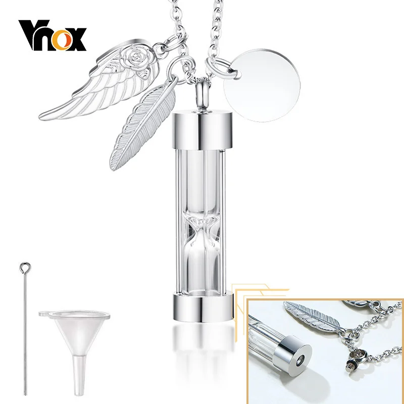 Vnox Time Memory Hourglass Glass Urn Cremation Necklace for Ashes Jewelry Never Fade Love Keepsake Gifts with Wings Accessories
Vnox Time Memory Hourglass Glass Urn Cremation Necklace for Ashes Jewelry Never Fade Love Keepsake Gifts with Wings Accessories