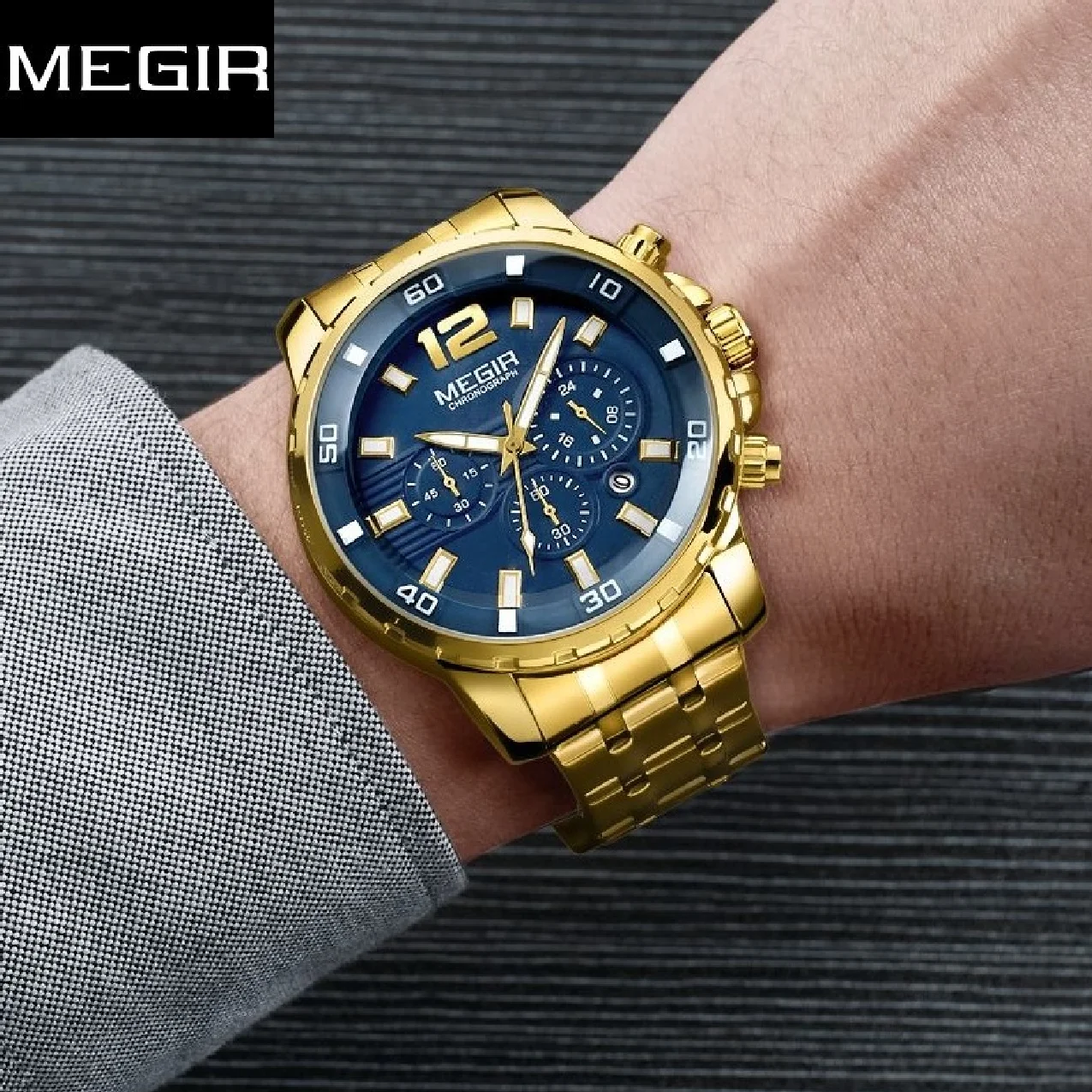 Megir Original Men's Stainless Steel Quartz Business Chronograph Analgue Military Wristwatch Male Waterproof Luminous Hand Date
Megir Original Men's Stainless Steel Quartz Business Chronograph Analgue Military Wristwatch Male Waterproof Luminous Hand Date