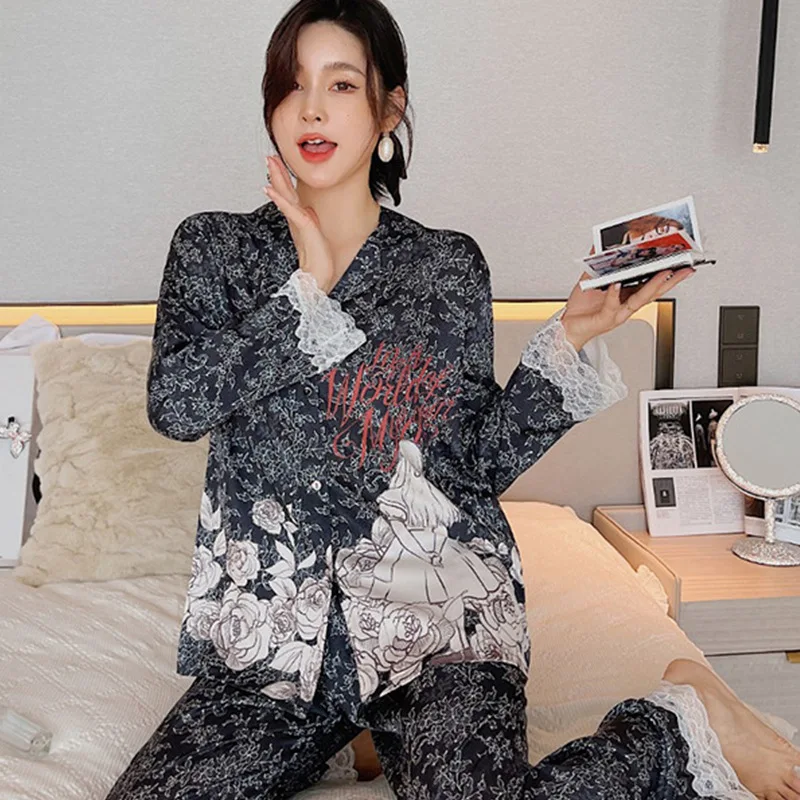 New Fashion Cute Pattern Ladies Pajamas Imitation Silk Homewear pajamas for women
New Fashion Cute Pattern Ladies Pajamas Imitation Silk Homewear pajamas for women