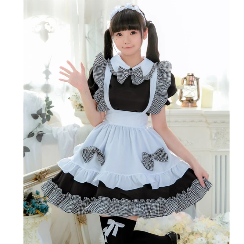Lolita Bowknot French Maid Uniform Woman Girls Cute Black White Plaid Ruffle Dress Cosplay Waitress Maid Party Anime Costumes
Lolita Bowknot French Maid Uniform Woman Girls Cute Black White Plaid Ruffle Dress Cosplay Waitress Maid Party Anime Costumes