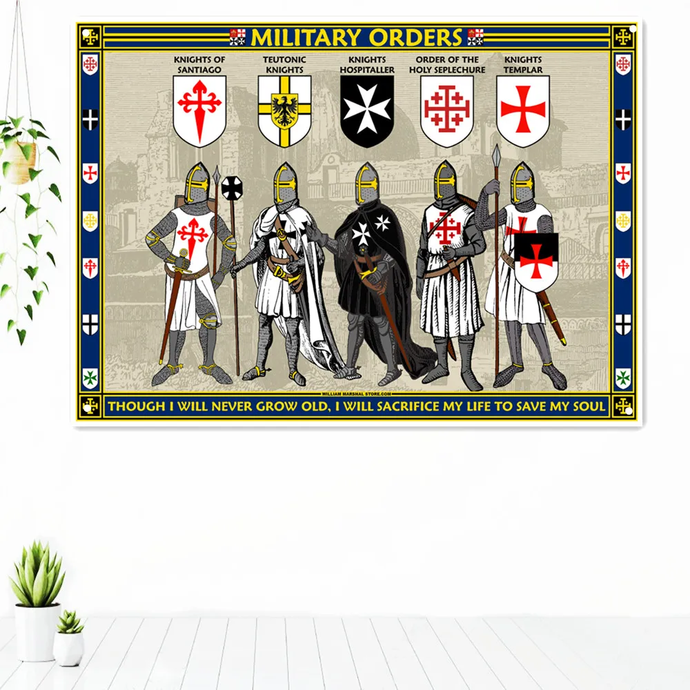 MILITARY ORDERS Crusaders Posters Knight Templar Order Flag Painting Wall Art Wall Hanging Vertical Banner Metal Holes Grommets
MILITARY ORDERS Crusaders Posters Knight Templar Order Flag Painting Wall Art Wall Hanging Vertical Banner Metal Holes Grommets