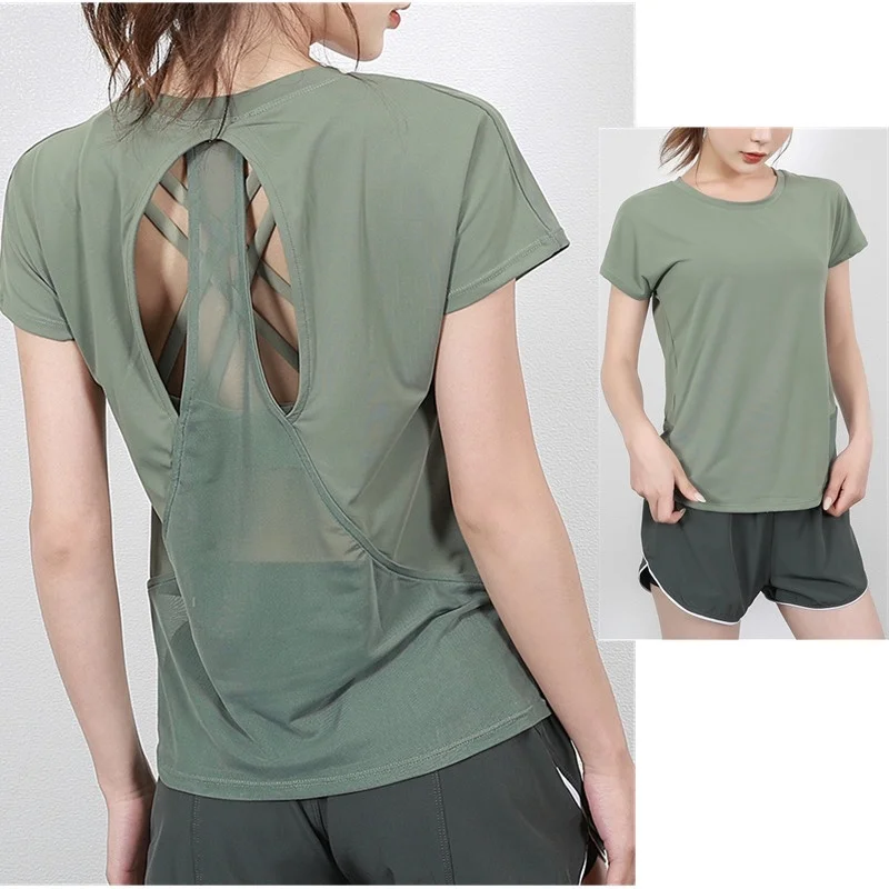 Yoga T-Shirts Quick Dry Fitness Sports Tops Womens Loose Running Shirts Short Sleeve Workout Gym Tees Sexy Backless
Yoga T-Shirts Quick Dry Fitness Sports Tops Womens Loose Running Shirts Short Sleeve Workout Gym Tees Sexy Backless