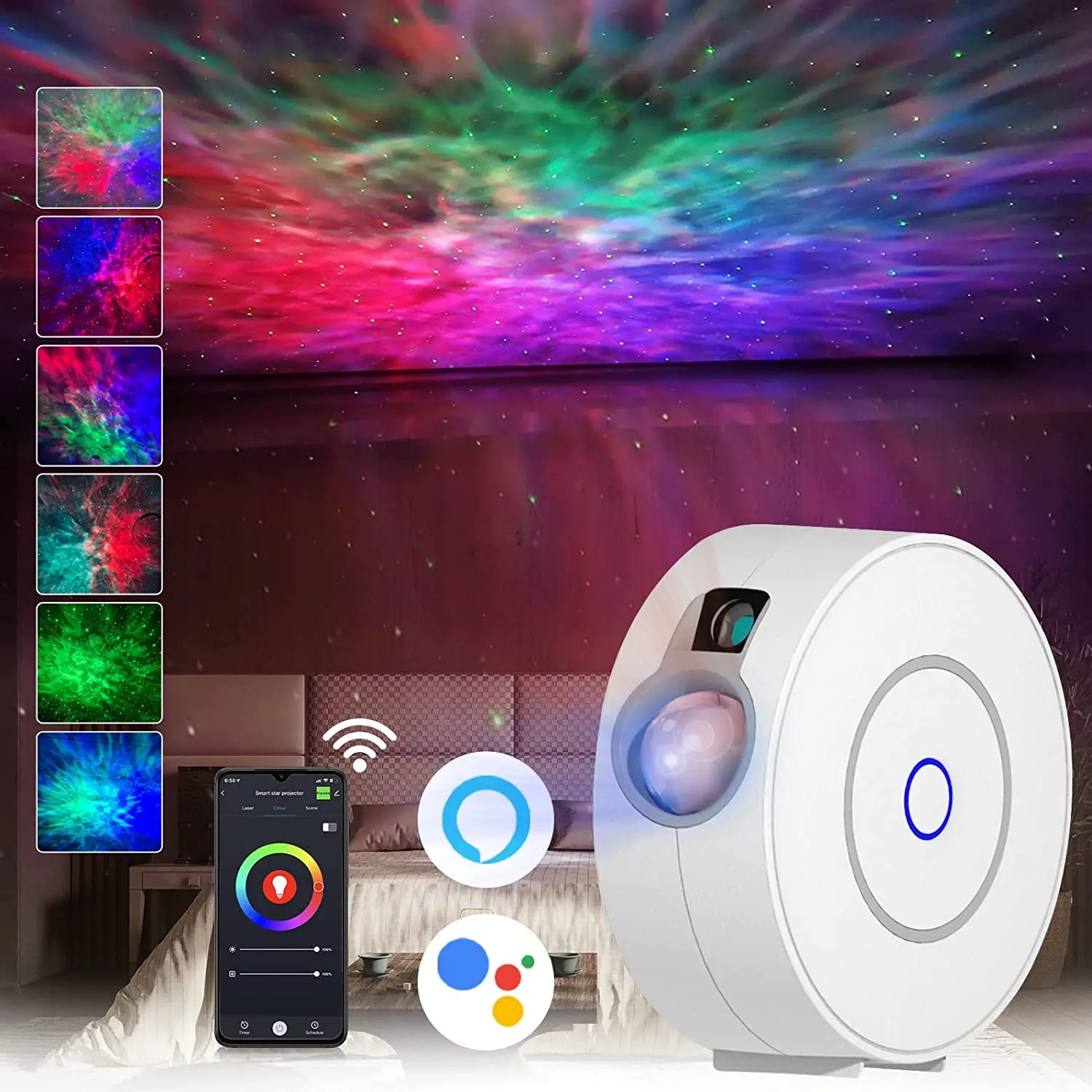 Smart Galaxy Projector with Nebula, WiFi Starry Projector for Home Theater Night Light , Compatible with Alexa & Google Home
Smart Galaxy Projector with Nebula, WiFi Starry Projector for Home Theater Night Light , Compatible with Alexa & Google Home