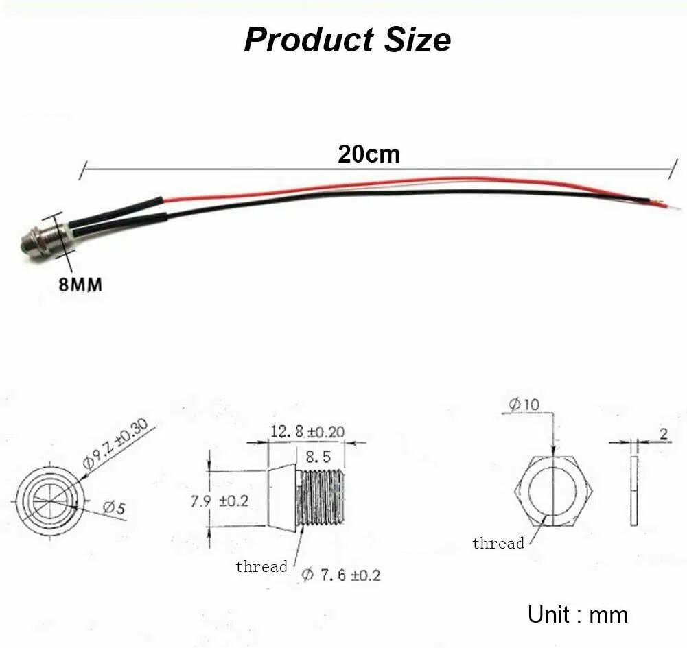 8mm Dashboard Light Accessories Car Corrosion resistance Indicator Interior LED Marine
8mm Dashboard Light Accessories Car Corrosion resistance Indicator Interior LED Marine