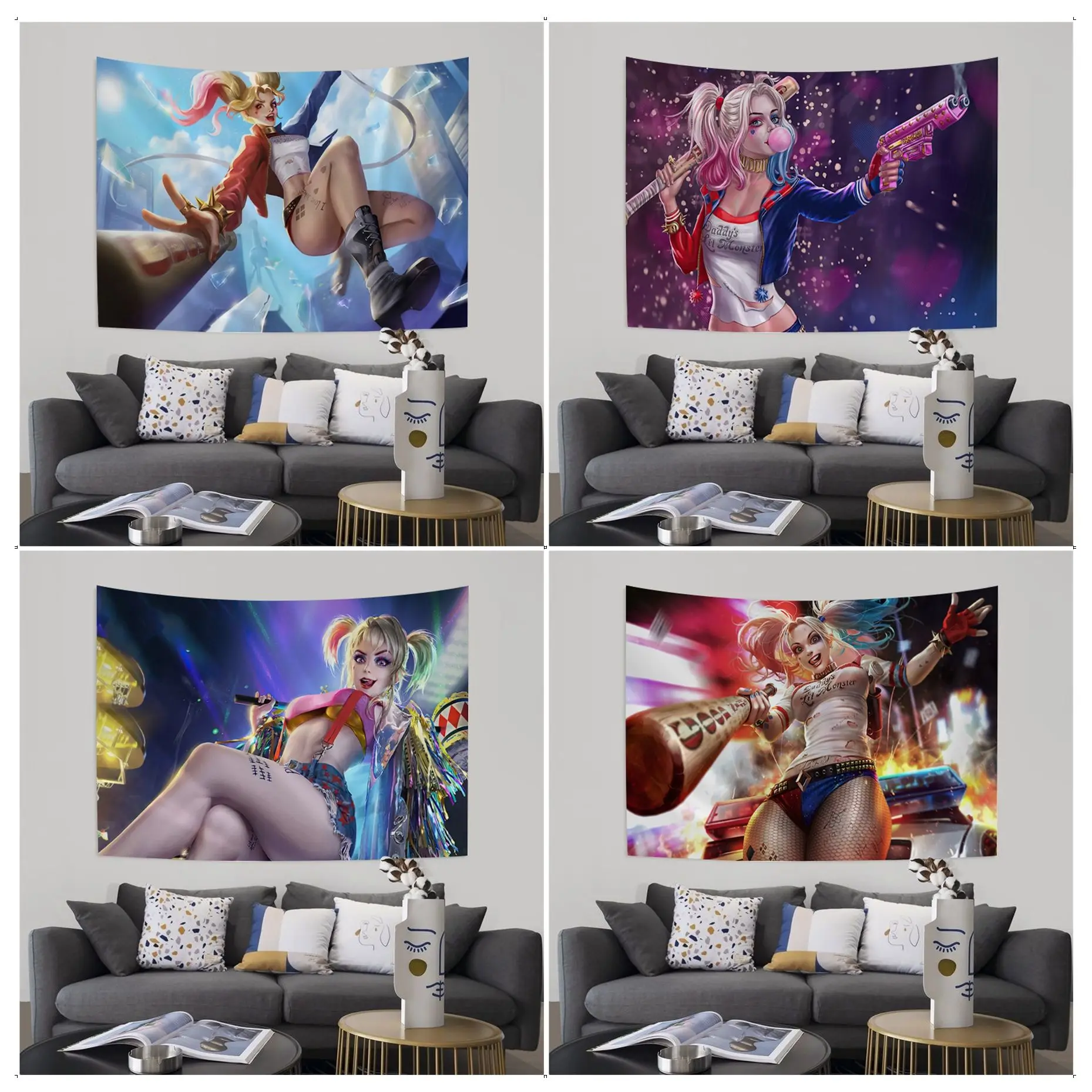 BANDAI Harley Quinn Anime Tapestry Hippie Flower Wall Carpets Dorm Decor Cheap Hippie Wall Hanging
BANDAI Harley Quinn Anime Tapestry Hippie Flower Wall Carpets Dorm Decor Cheap Hippie Wall Hanging