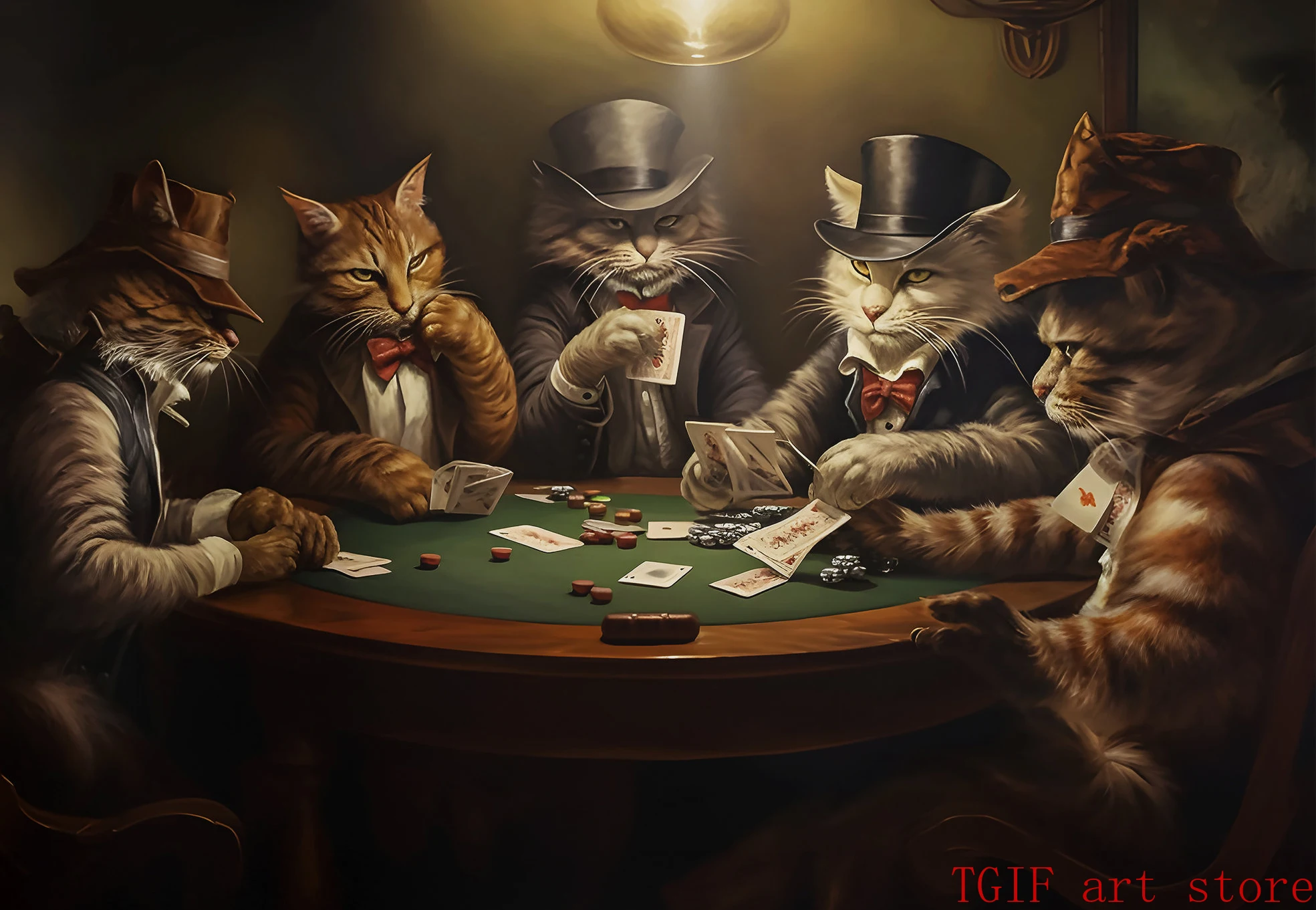 Животные играют в покер на холсте
Животные играют в покер на холсте